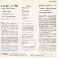 George Crumb: Night Music I/Robert Erickson: Chamber Cto.