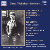 MOZART / BRAHMS: Violin Concertos, Vol. 2 (Kreisler) (1924, 1927)