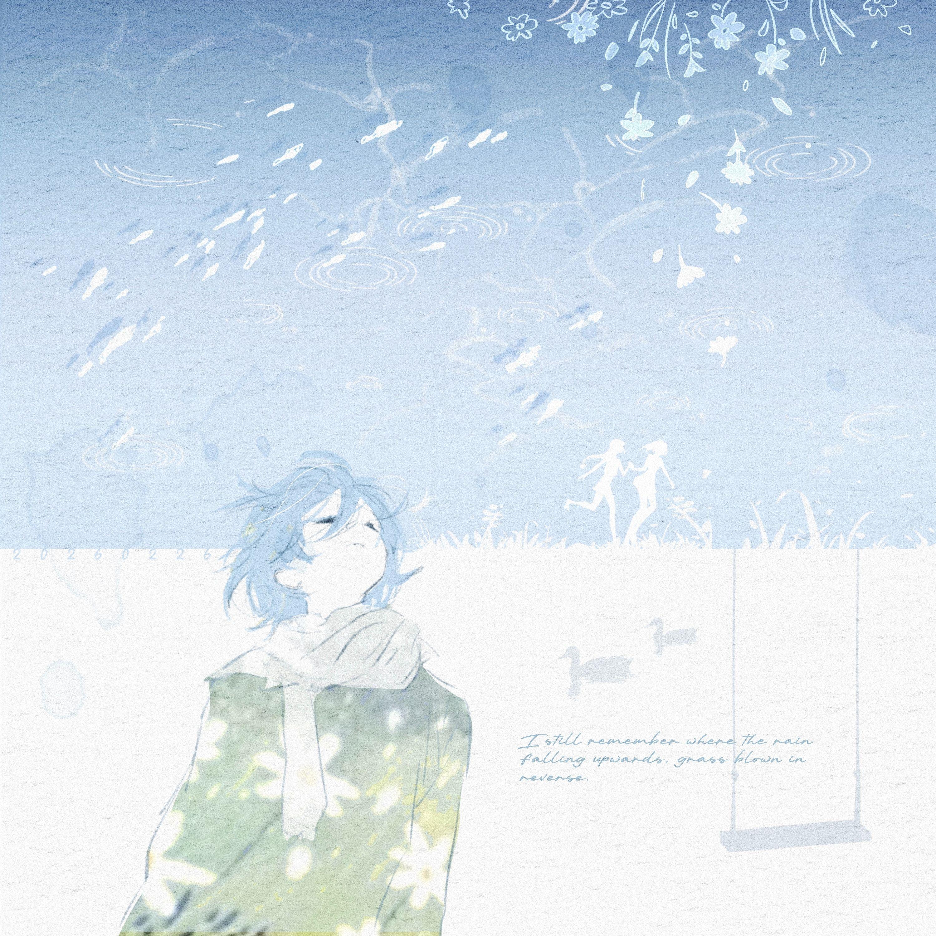 rain falling upwards, grass blowing in reverse