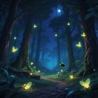 蓝夜漫游指南 - 萤火虫森林的梦(森林的声音+鸟鸣声+水滴的声音+轻音乐助眠)