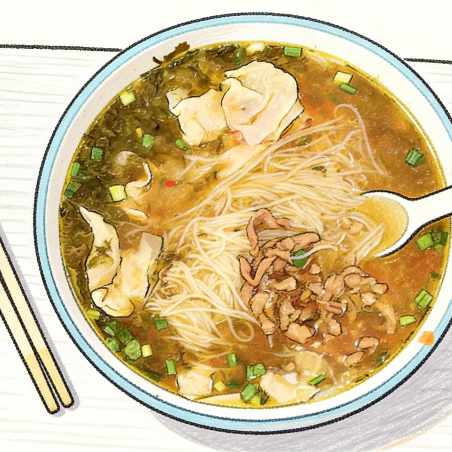 雪菜馄饨肉丝米面封面