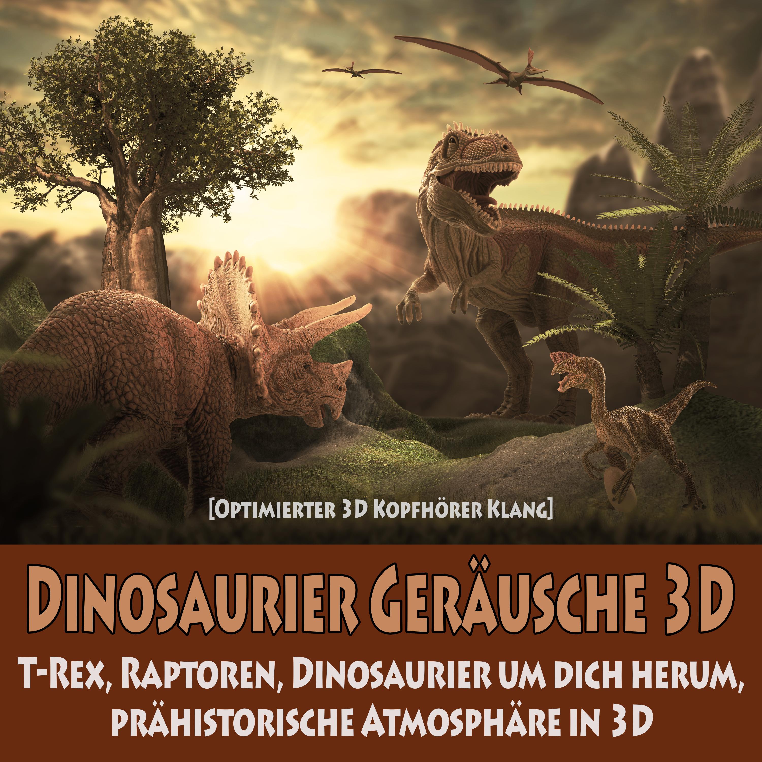 Dinosaurier Welt 3D: Jurrassic Urzeit Stimmung, böser T-Rex schreit, Bronto Saurus, Brachio Saurus, Tricaratops läuft, Pteranodon, Urwald Athmosphäre