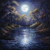 Nightfall by the Waterside: Flowing Rivers Midnight Harmony