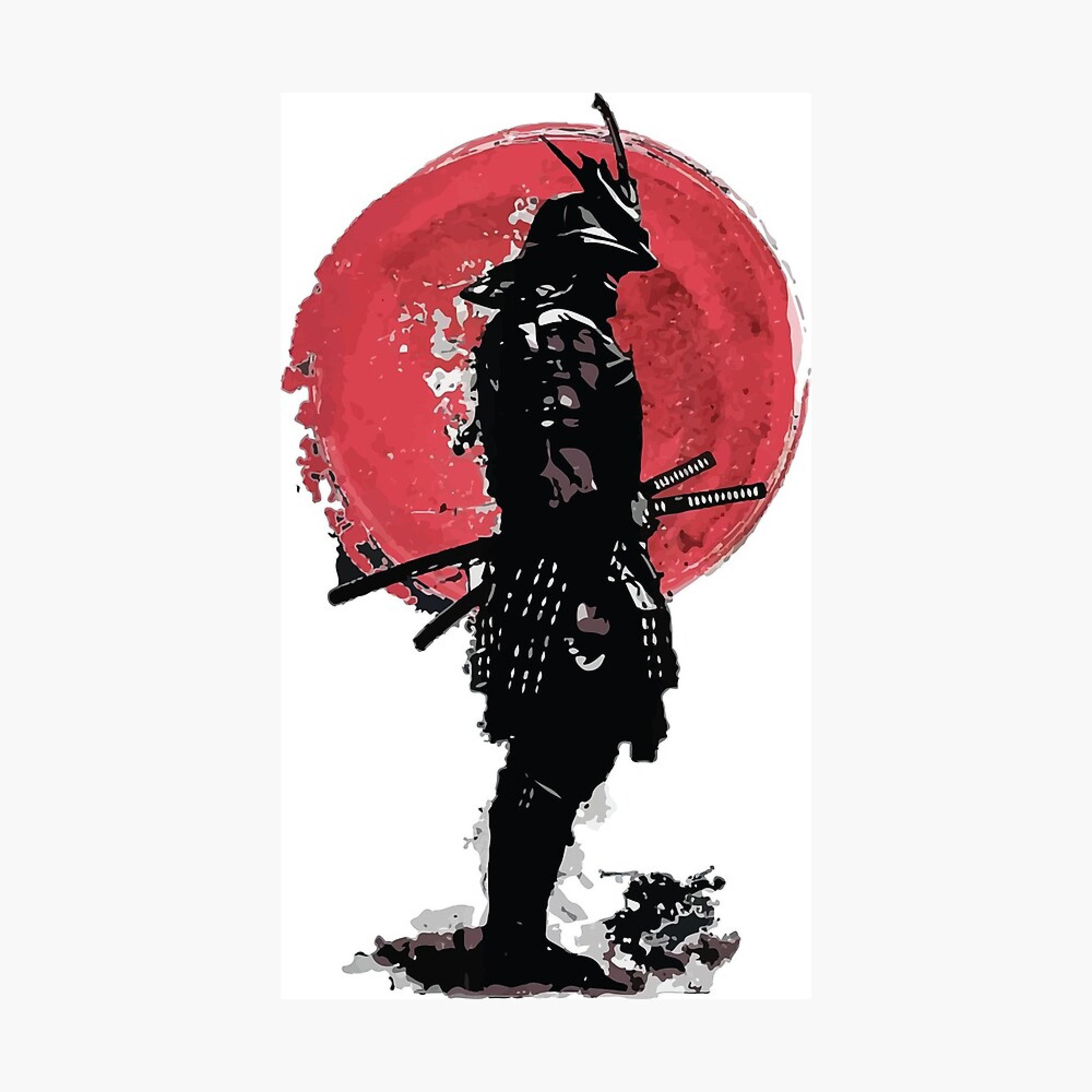 Samurai Red Moon Art