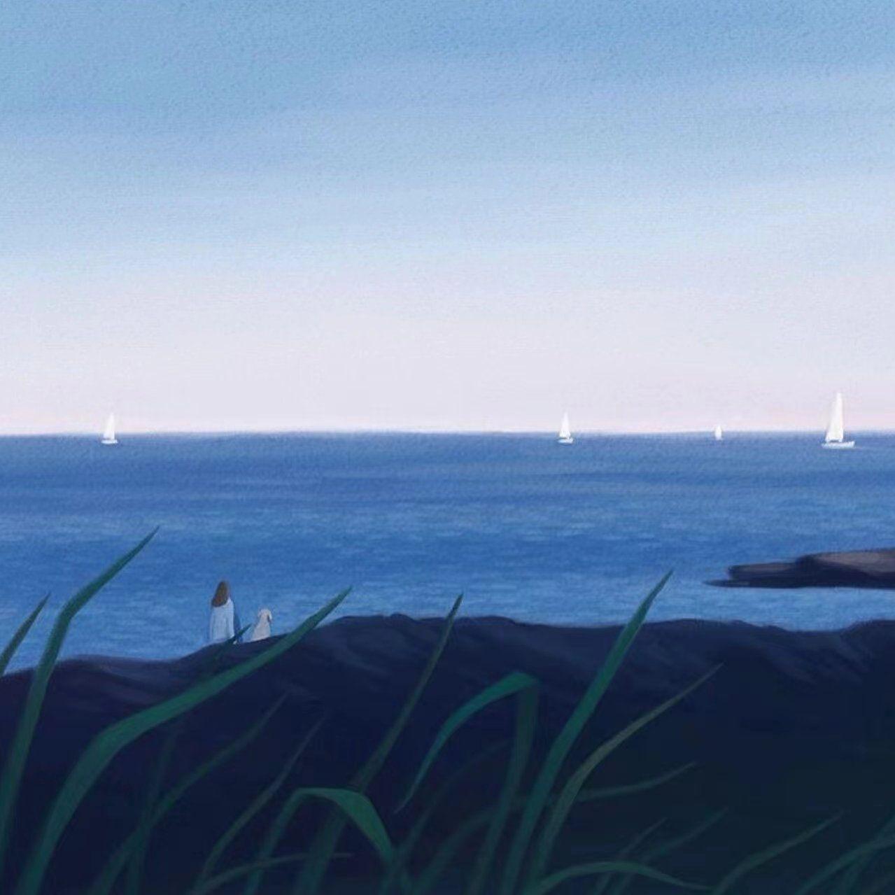 眼泪涌入蓝色的海