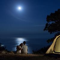 Nature's Riverside Calm: Relaxation by Moonlight