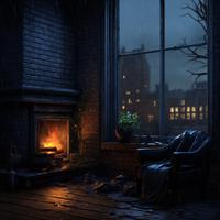 Embers of Desire: Romantic Rainy Evening Ambience