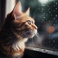 Lluvia Melódica Del Gato: Serenidad Del Gatito De La Naturaleza