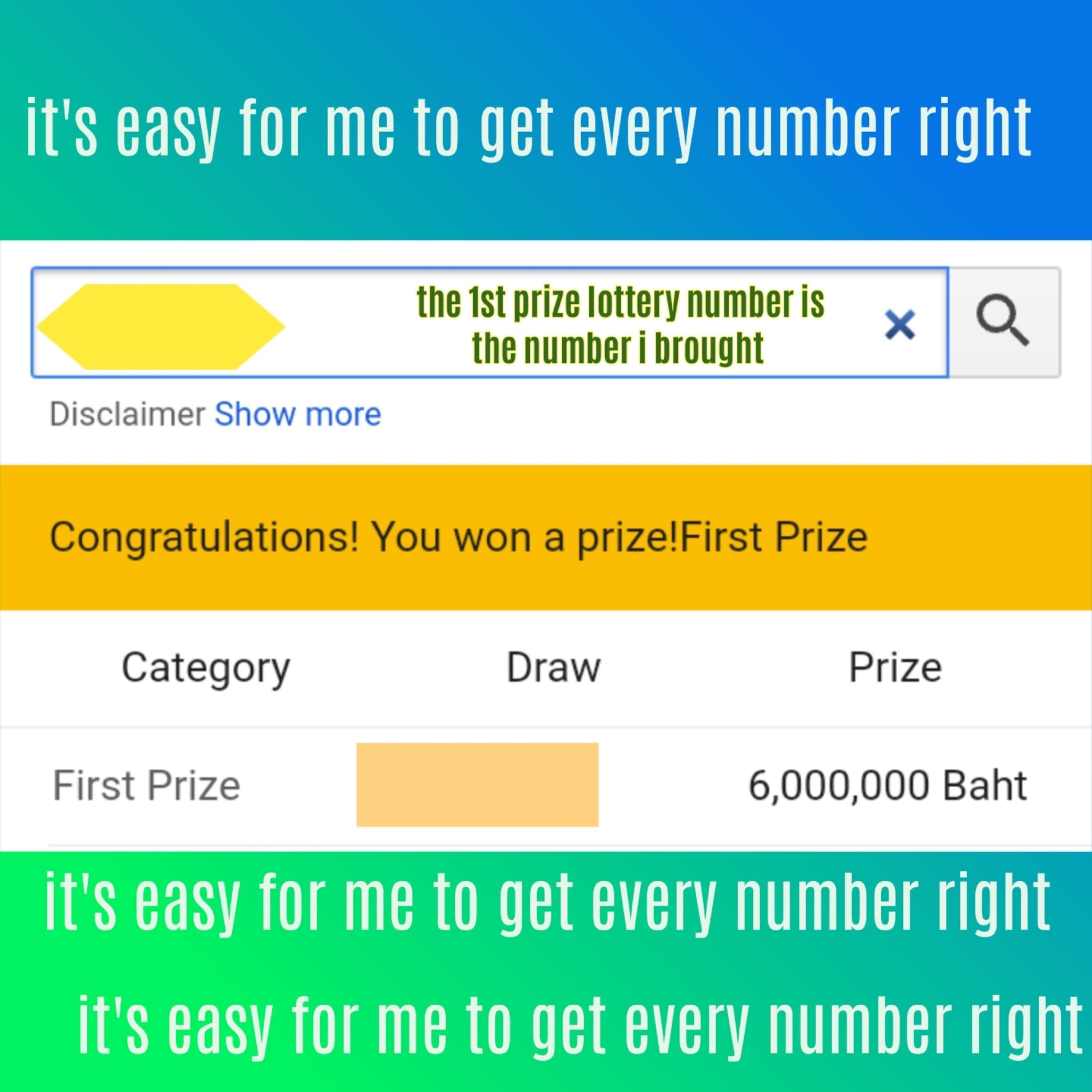 the 1st prize lottery number is the number i brought
