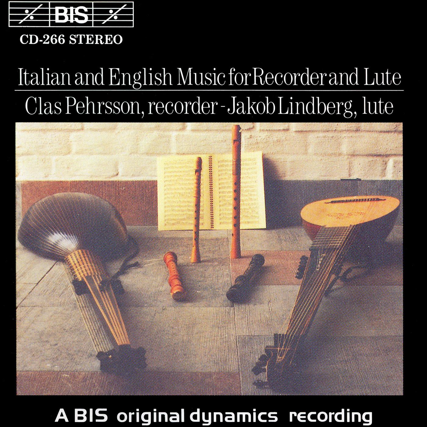 ITALIAN AND ENGLISH MUSIC FOR RECORDER AND LUTE