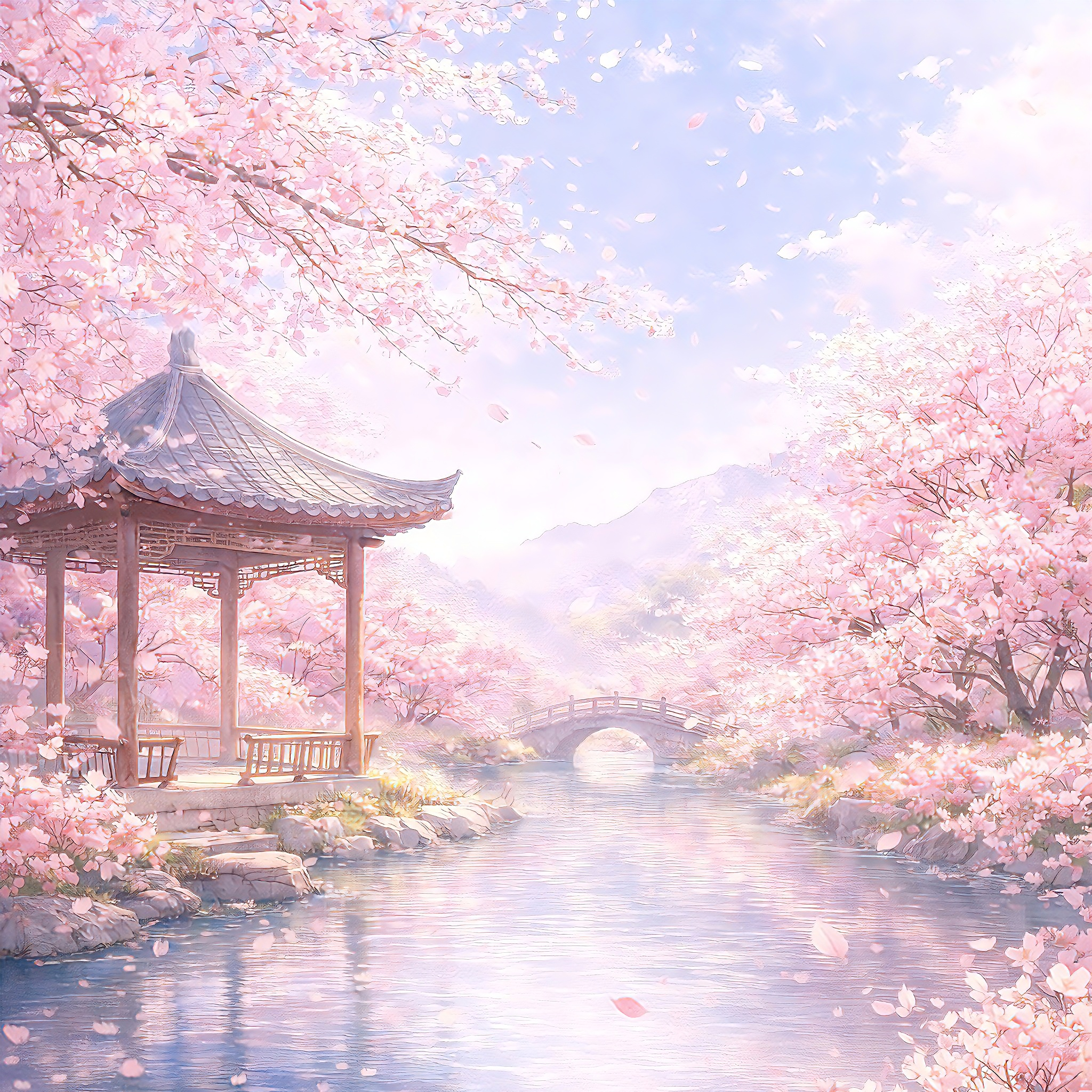 桃花满堤
