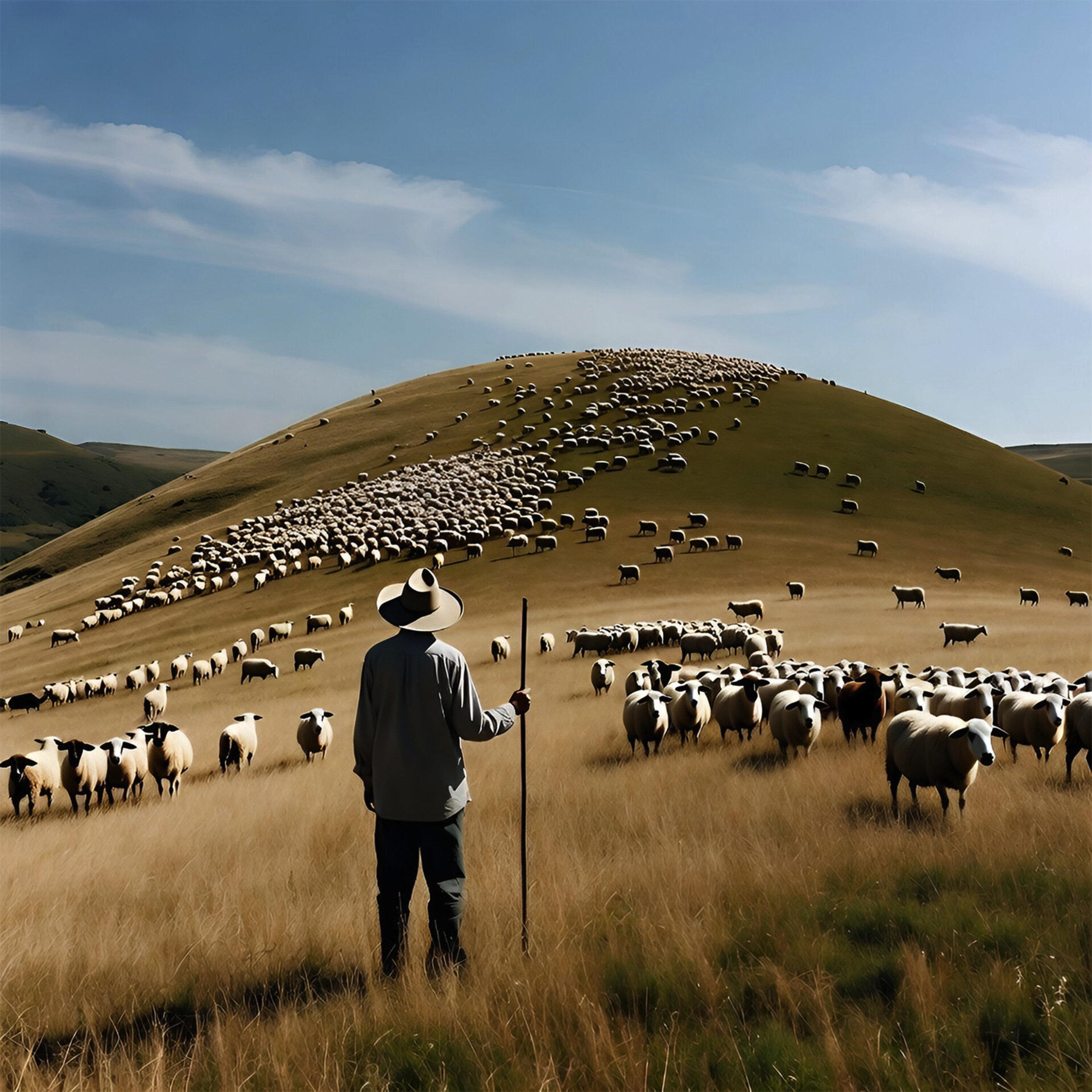 Sheep, Hills and Sky