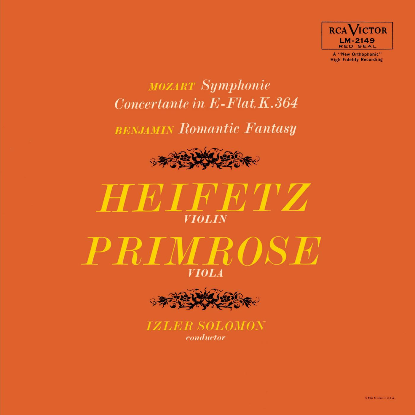 Mozart: Sinfonia concertante in E-Flat, K.364, Benjamin: Romantic Fantasy