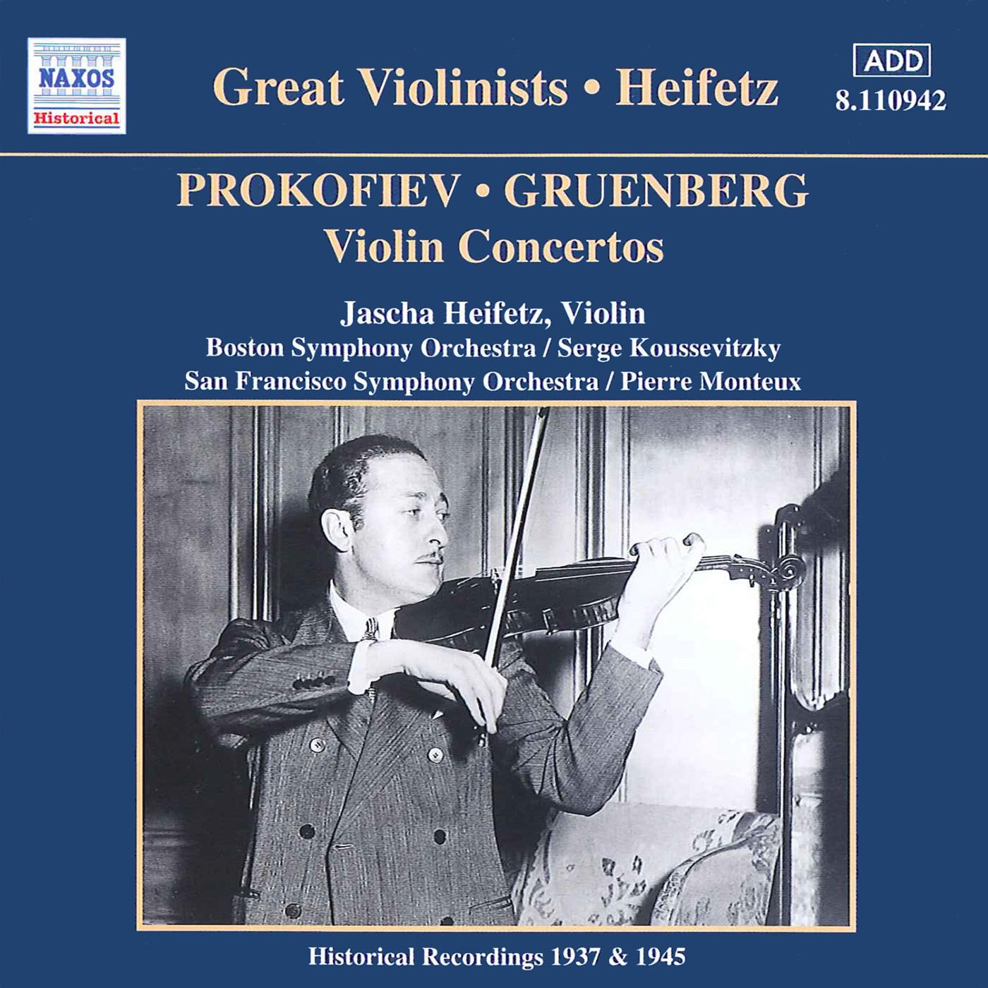 PROKOFIEV / GRUENBERG: Violin Concertos (Heifetz) (1937, 1945)