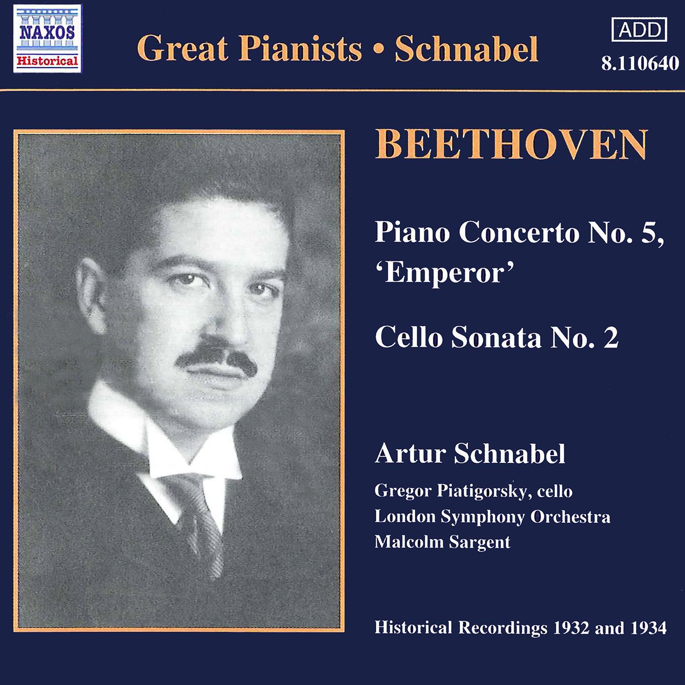 BEETHOVEN: Piano Concerto No. 5 / Cello Sonata No. 2 (Schnabel) (1932)