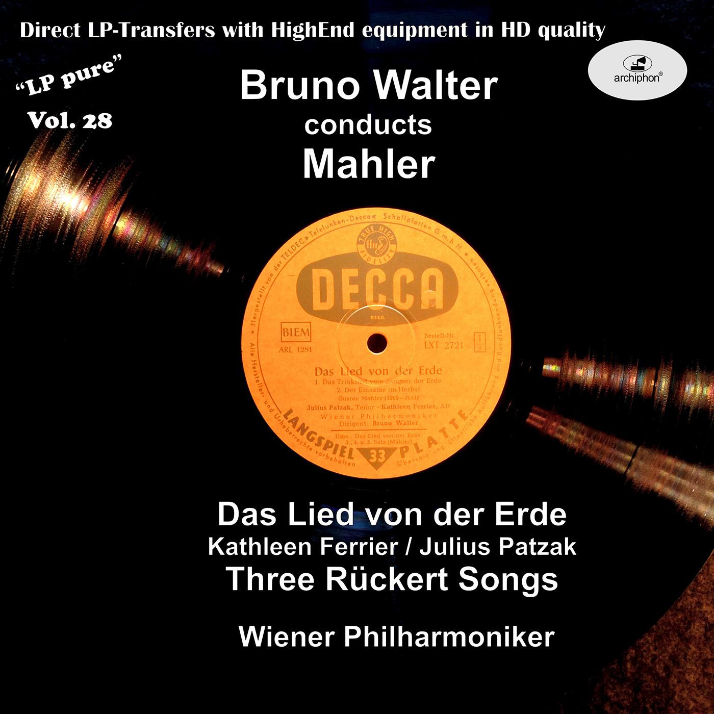 MAHLER, G.: Lied von der Erde (Das) / Rückert-Lieder (Ferrier, Patzak, Vienna Philharmonic, B. Walter) (LP Pure, Vol. 28) (1952)