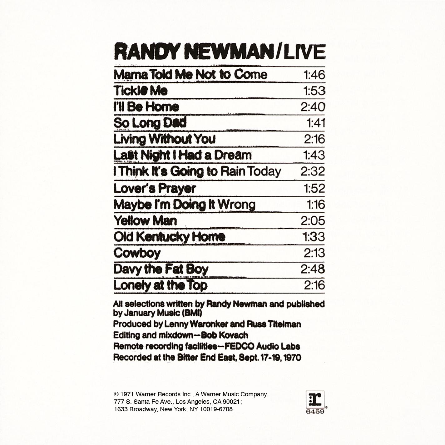 Randy Newman / Live