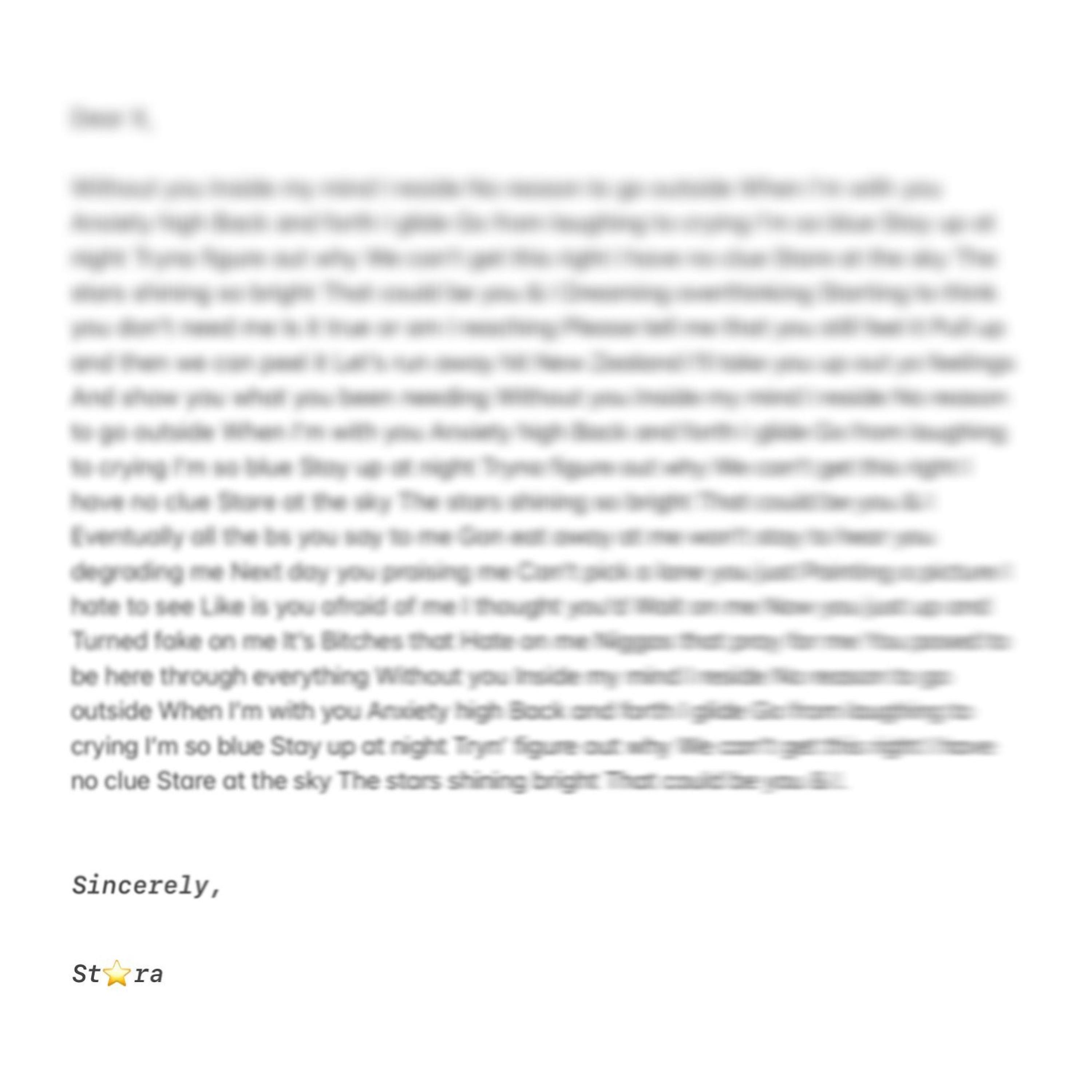 Sincerely, Stara