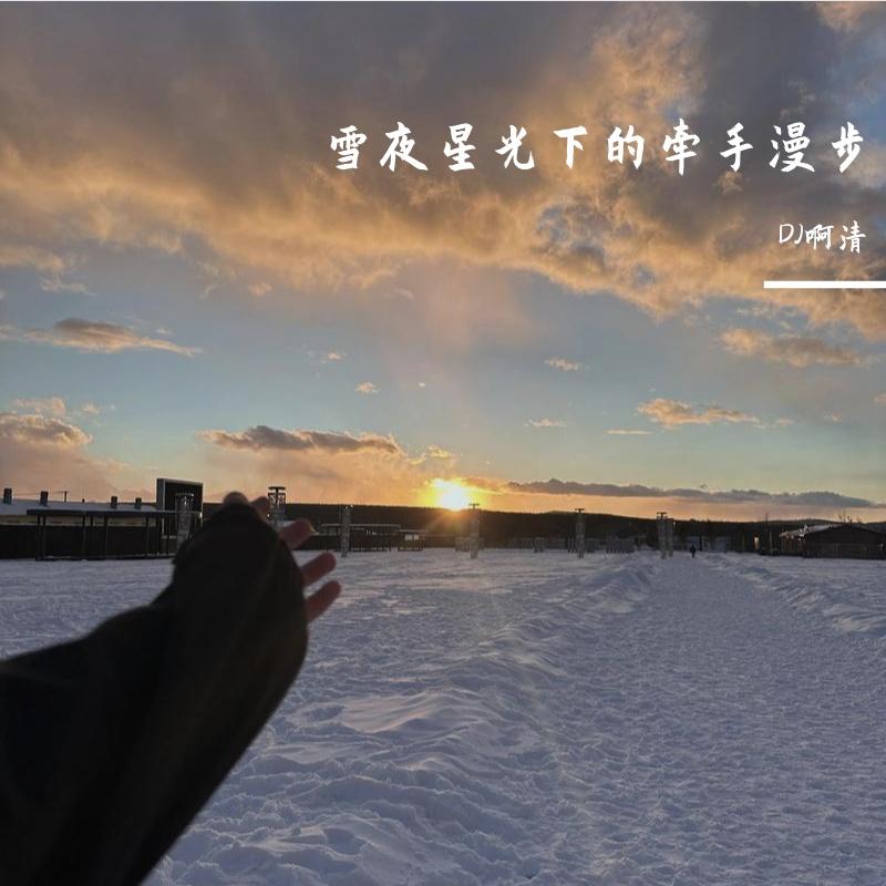 雪夜星光下的牵手漫步