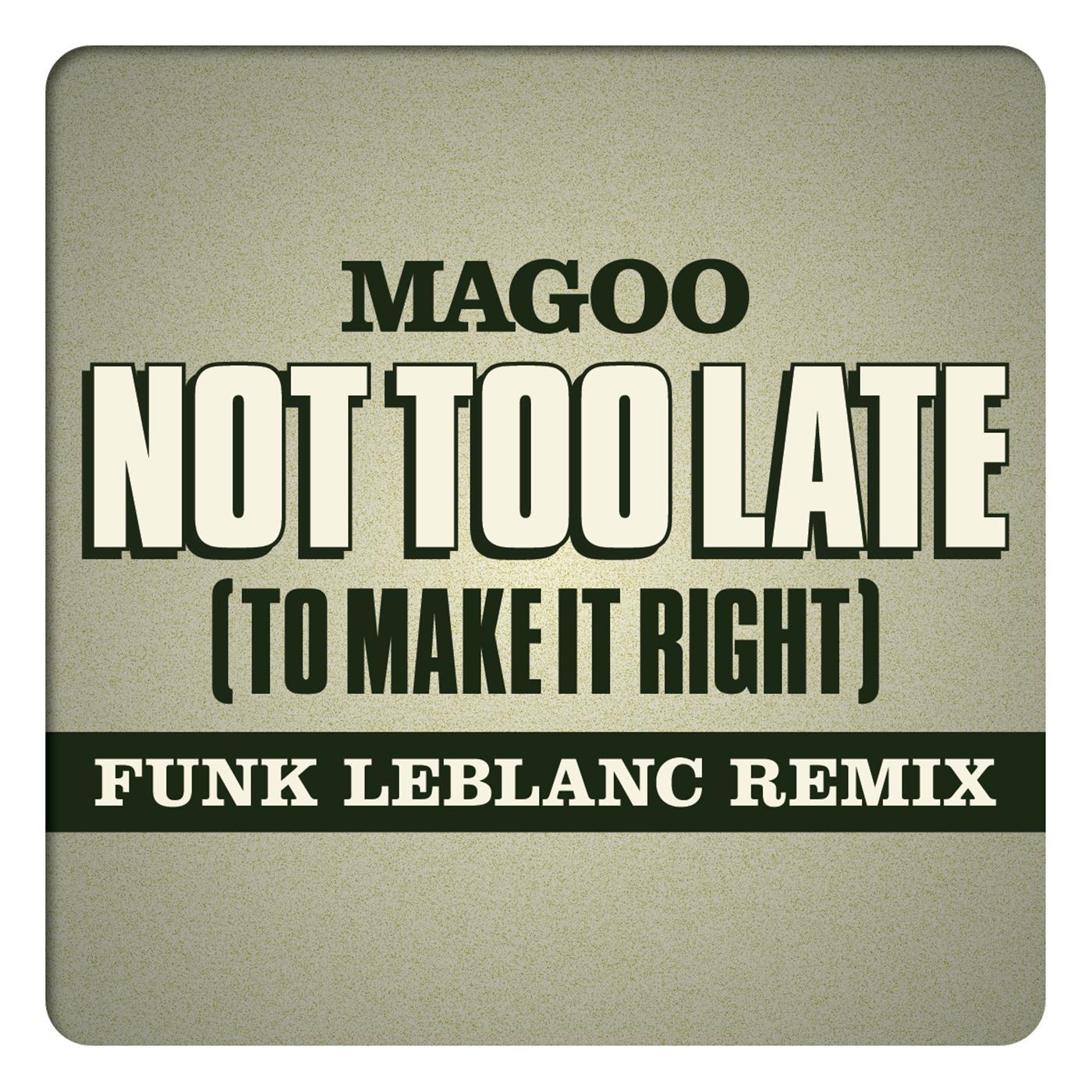 Not Too Late (To Make It Right) [Funk Leblanc Remix] [feat. Magoo]